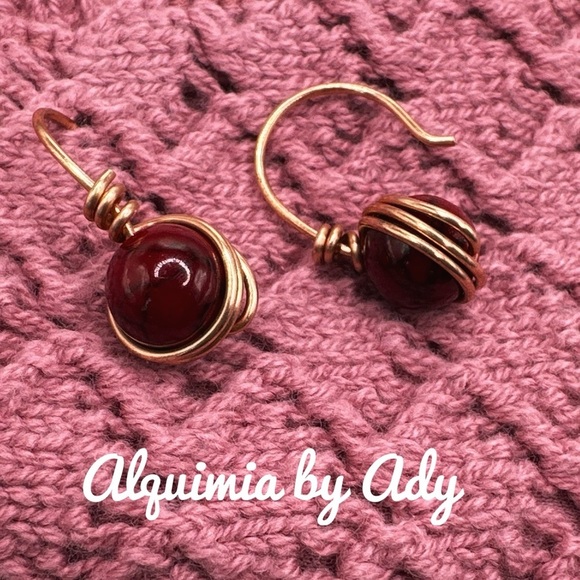 Alquimia by Ady Red and Gold Earrings - Picture 2 of 2